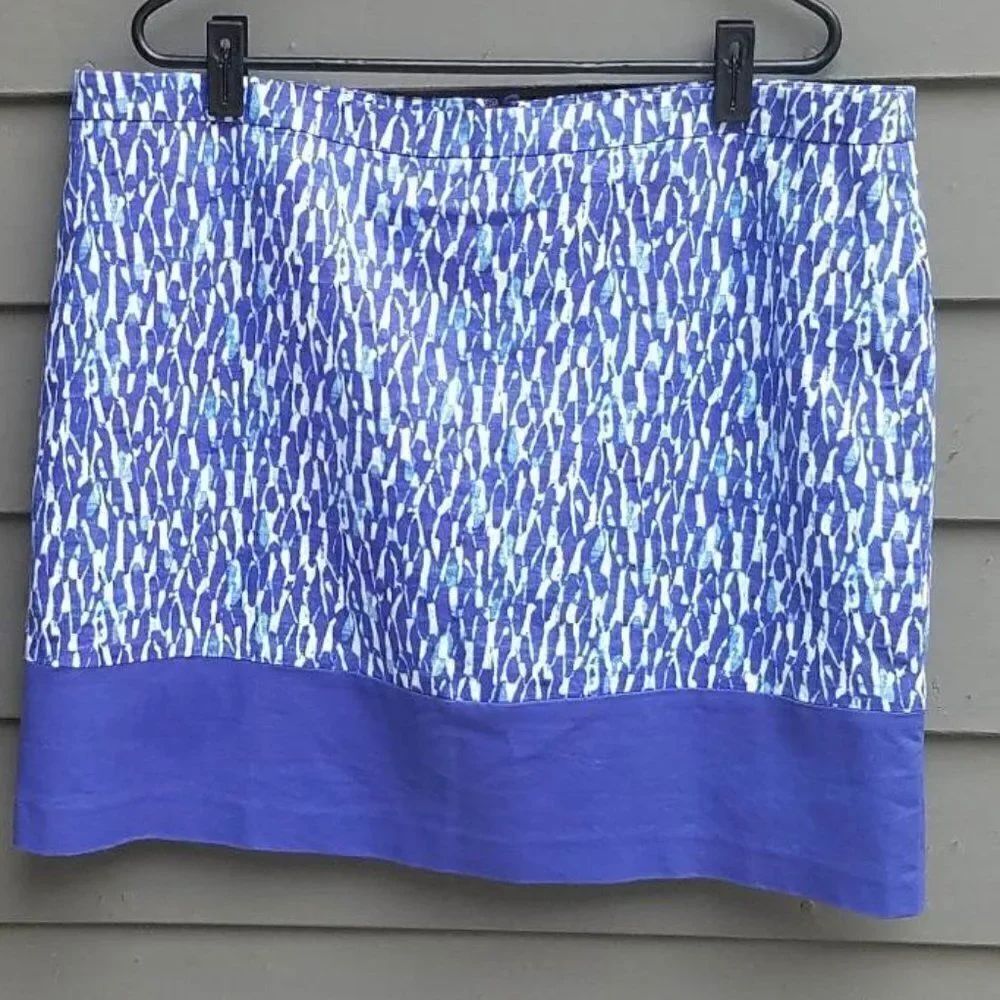 Michael Kors A line Blue White Print Skirt size 16